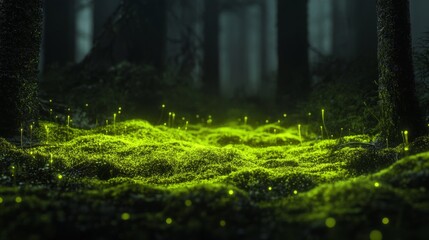 Obraz premium Bioluminescent moss used for night lighting on white background