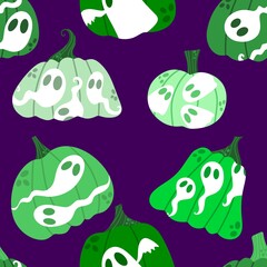 Halloween ghost seamless cute pumpkins cartoon pattern for wrapping paper