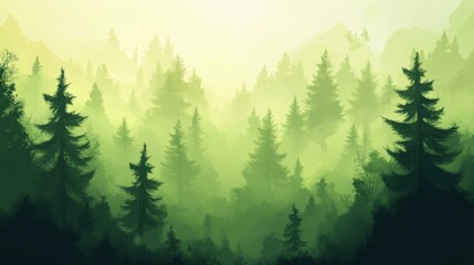 Fototapeta premium Smog Over Green Forest AR 169