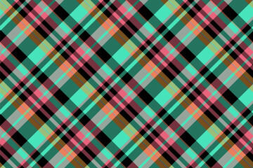 Femininity pattern background plaid, event tartan vector texture. Linear fabric check seamless textile in teal and red colors.