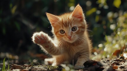Adorable Kitten Waving Goodbye