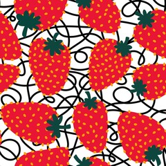 Summer fruit seamless strawberry berry pattern for wrapping paper and fabrics