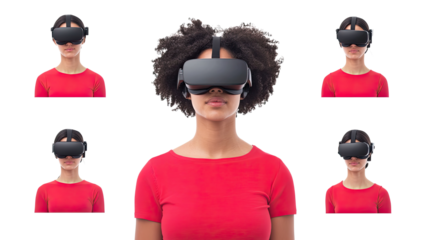 Young Women Exploring Virtual Reality in a Modern Setting Generative AI