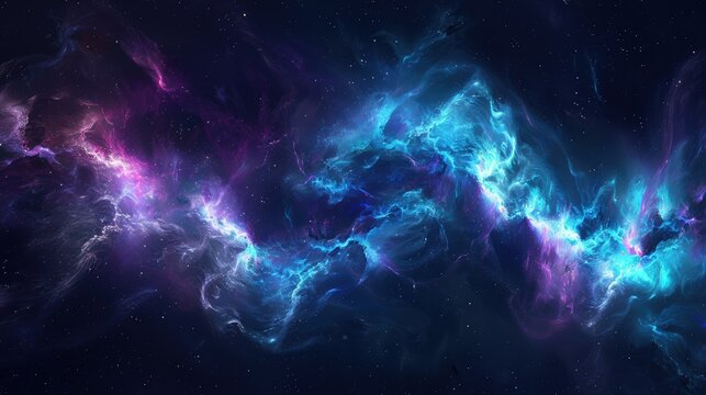 Cosmic clouds swirl and dance in a celestial ballet. AI.