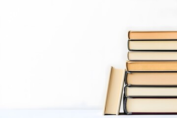 Neat Minimalist Bookshelf with Small Stack of Books