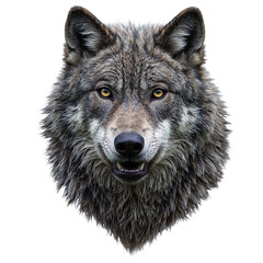 Obraz premium Majestic gray wolf portrait on white background