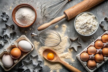 baking ingredients for baking cookies, generative ai, ai generated