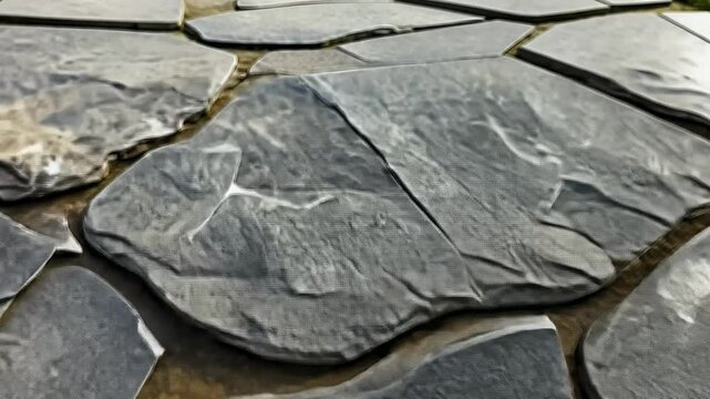 Exploring the Unique Textures and Patterns of Natural Stone Pathways in a Serene Outdoor Setting During Autumn Sunlight