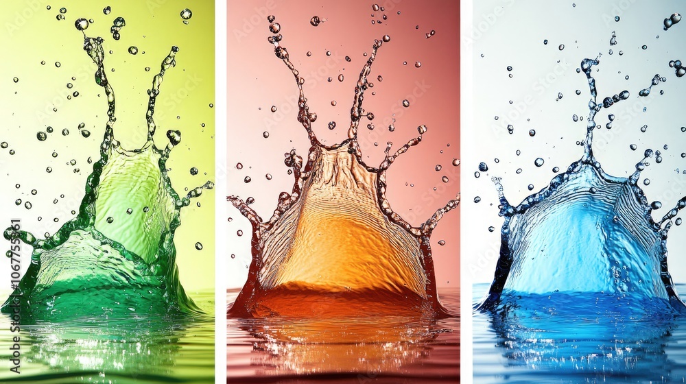 Poster colorful splashes create vibrant patterns in serenity generative ai