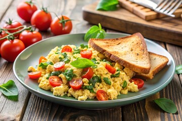 salad with crumbled eggs and vegetables, generative ai, ai generated