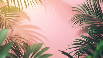 3. The visual impact of palm leaves superimposed on a tropical scene in a 3D rendering format.