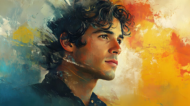 A painterly portrait that pays tribute to Ayrton Senna, incorporating a fusion of abstract components and realistic details.