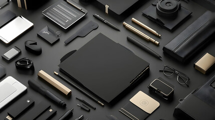 1. Assembling branded merchandise for a corporate promotional event within a company swag kit.