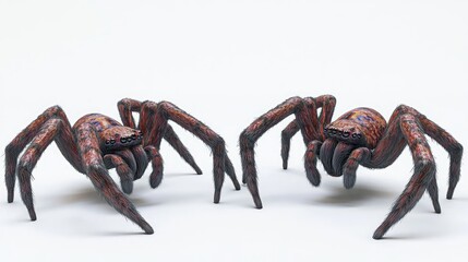 Fototapeta premium Giant Spiders Illustrated on a Flat Surface With Realistic Details Generative AI