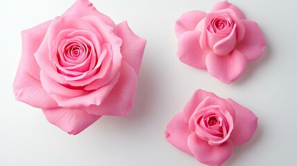 Fototapeta premium Delicate Pink Roses Arranged Elegantly on a White Background Generative AI