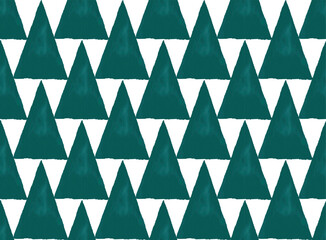 三角のシームレスパターン　緑　木　クリスマスツリー