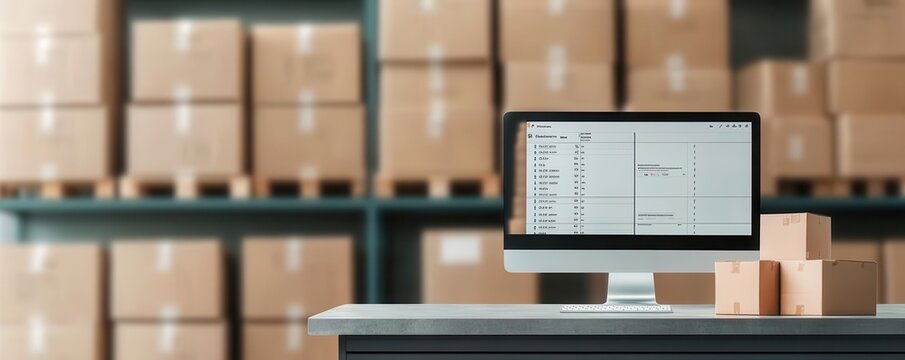 Logistics system on a desktop, displaying live tracking of inbound and outbound inventory shipments