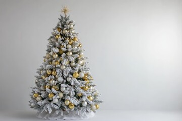 A beautifully decorated Christmas tree, set against a clean white background, emphasizing its elegance.