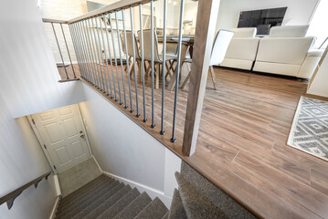 Inside and facade outside interior of modern renovated apartment flat in condominium in Brossard closed to Montreal Quebec Canada