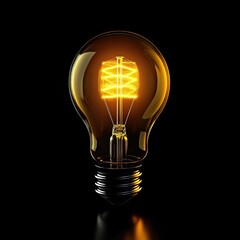 A glowing light bulb with a vintage filament glow, set against a dark background, emphasizing warmth and illumination.