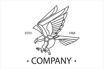 line art monoline of Attacking Falcon. Flying Eagle spread out its feather