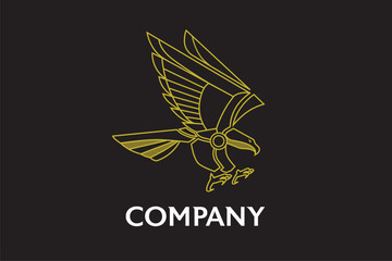 Attacking Falcon. Flying Eagle spread out its feather