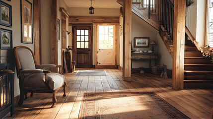 Warm Oak Wood Floor with Rich Honey Finish, Adding Rustic Charm to Any Room .illustration