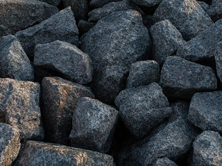 the artificial embankment or bank made of huge granite blocks