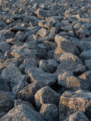 the artificial embankment or bank made of huge granite blocks