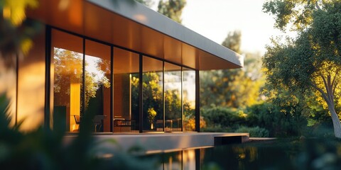 Fototapeta premium Modern Home in a Tranquil Garden