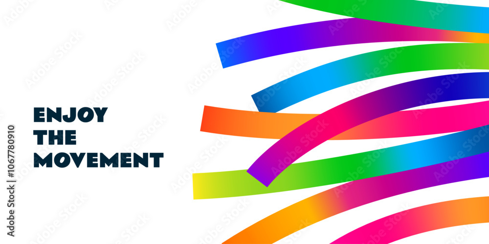 Poster Abstract Pattern with Colorful Curves and Dynamic Lines. Gradient Vector Ribbons against a White Background. Carnival Art Illustration with Wind Paper.