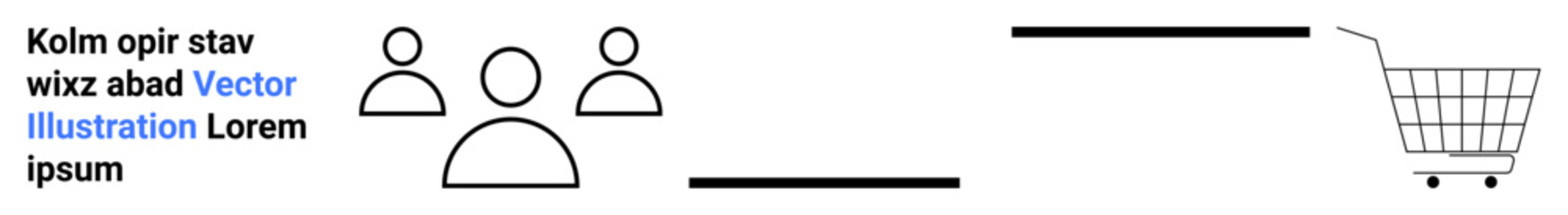 Shopping cart connected to user icons via lines, representing a possible connection. Ideal for e-commerce, online shopping, customer interaction, retail, marketing, sales strategy, and user