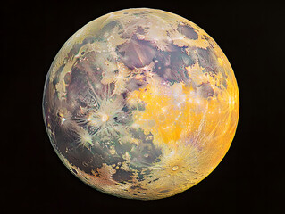 stunning full moon captured in vibrant colors, showcasing its craters and surface details, creating mesmerizing celestial view
