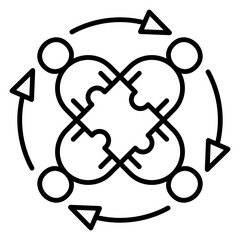 Management icon that describes a system or business characteristics(