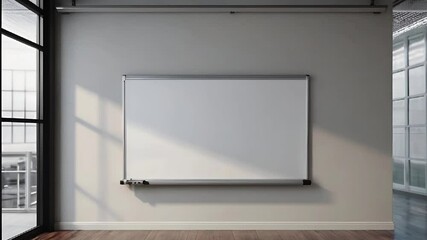Blank whiteboard on wall 