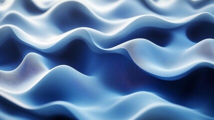 Obraz premium Abstract Blue Wavy Lines on White Background. Generative AI