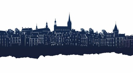 Fototapeta premium Silhouette of historic Dijon skyline with cathedral and old town architecture in stylish flat art