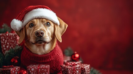 Adorable Dog in Santa Costume