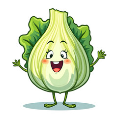 Embrace the joy of healthy eating with our happy cartoon lettuce character , digital illustration of character design concept.