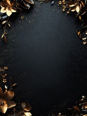 Fototapeta premium Ornate Black and Gold Floral Frame 