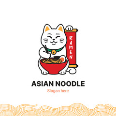 Neko japanese noodle, ramen logo