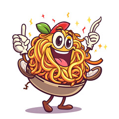 Celebrate the joy of noodles with a cheerful character of culinary happiness , illustration of character design concept.