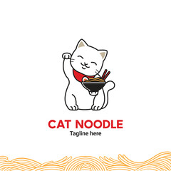 Cat ramen noodle logo