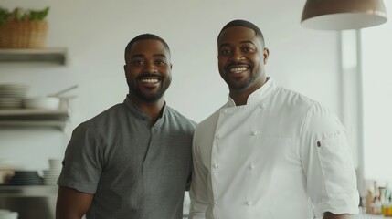 Two Smiling Chefs in a Kitchen