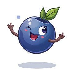 This cheerful blueberry character brings smiles and fun to fruit lovers everywhere , digital illustration of character design concept.