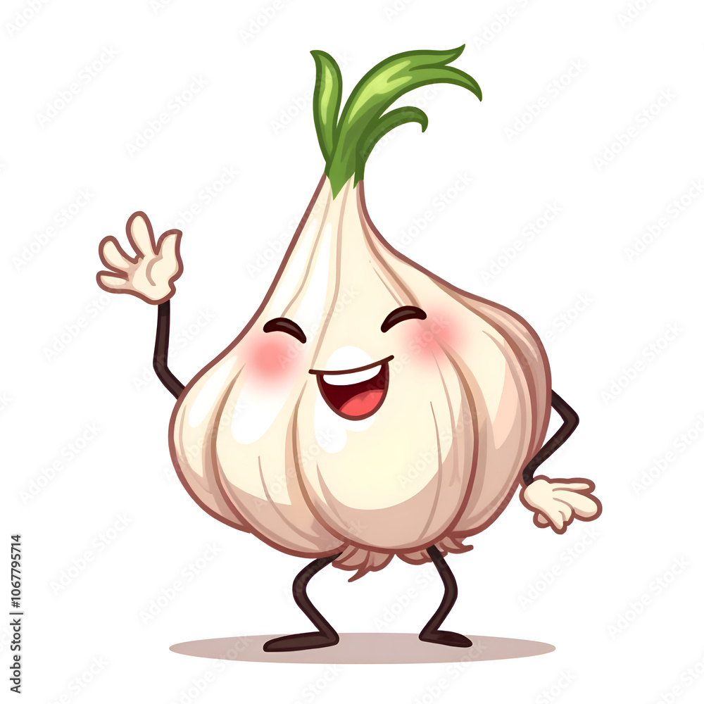 Wall mural embrace the joy of cooking with a friendly garlic character, digital illustration of character desig