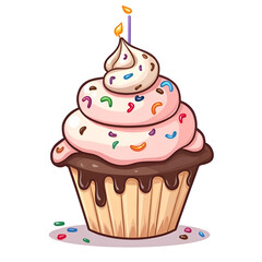 Indulge in the sweetness of life with this cheerful cupcake illustration, digital illustration of food illustration concept.
