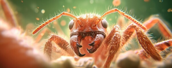Fototapeta premium Ant Mandibles Close Up A Macro Photography Masterpiece with Sharp Focus and Blurred Background This Incredible Image Captures the Intricate Details of the Ant's Jaws, Showing Their Power and Precision