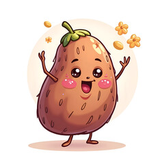 Celebrate the sweetness of life with a happy almond character bringing smiles everywhere , digital illustration of character design concept.
