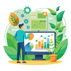 Eco-Friendly Technology Bio informatic Green Tech Vector Illustration Design Flat Style Elements